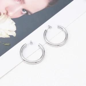 Silver Stainless Steel Jewelry Thick Hoop Earring