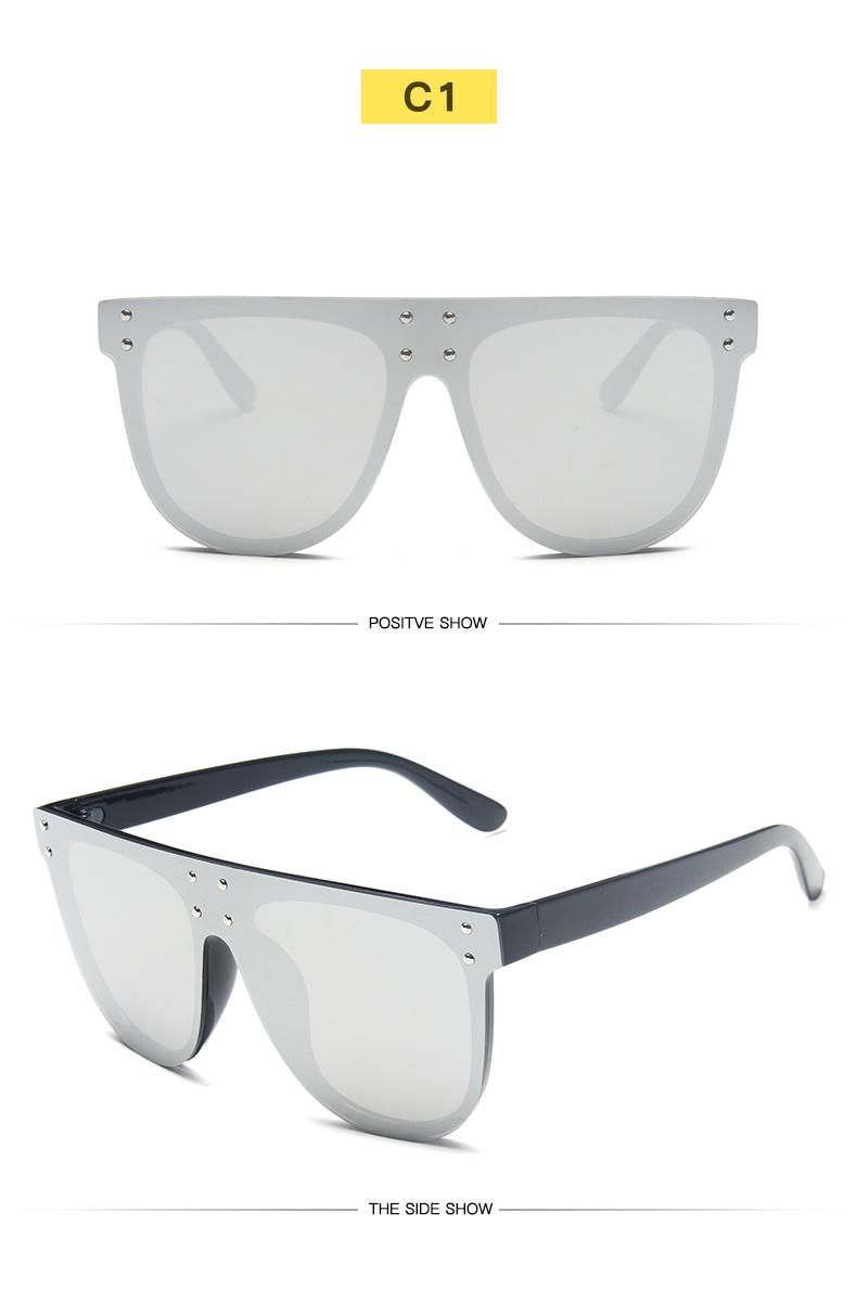 One-Piece Big Frame Sunglasses Fashion Rivet Colorful Mercury Sunglasses