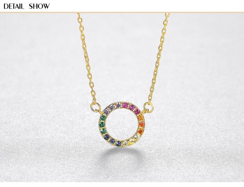 Multi Round Pendant Necklace with Colorful Cubic Zircon