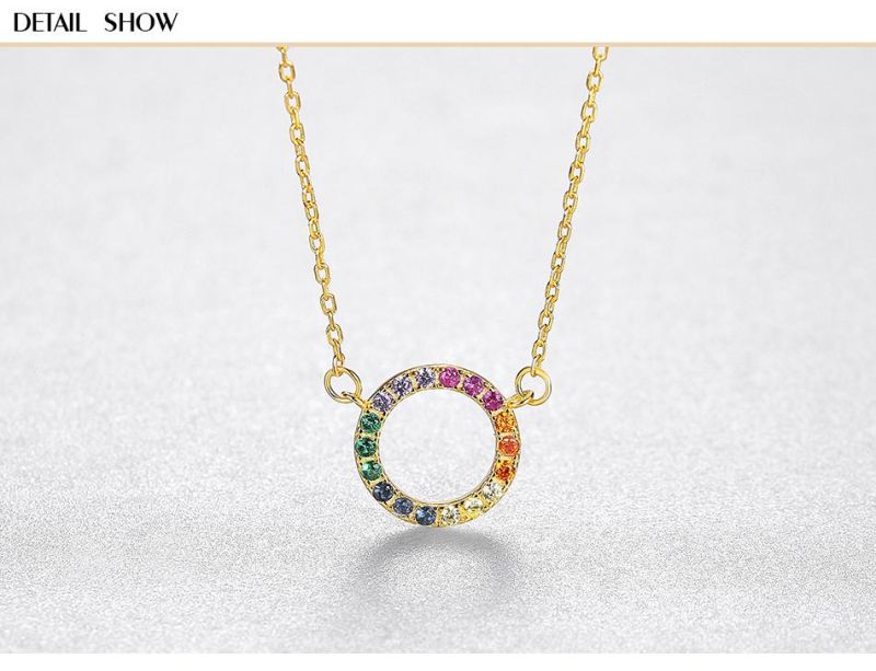 Multi Round Pendant Necklace with Colorful Cubic Zircon