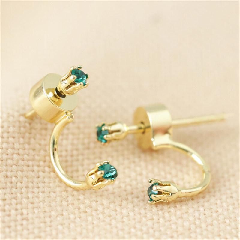 Wholesale Manufacture Tiny Crystal Cubic Zircon Jacket Earrings in 18K Gold Plated Women Ears