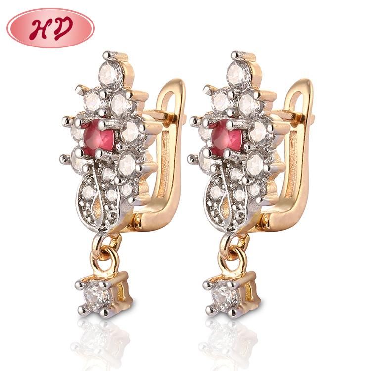 Costume Women Fashion Imitation Jewelry 14K 18K Gold Plated CZ Pearl Hoop Huggie Earring