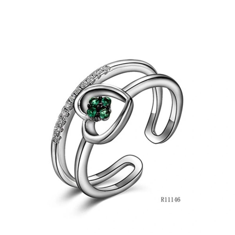 Beautiful Heart Silver with CZ Open Ring