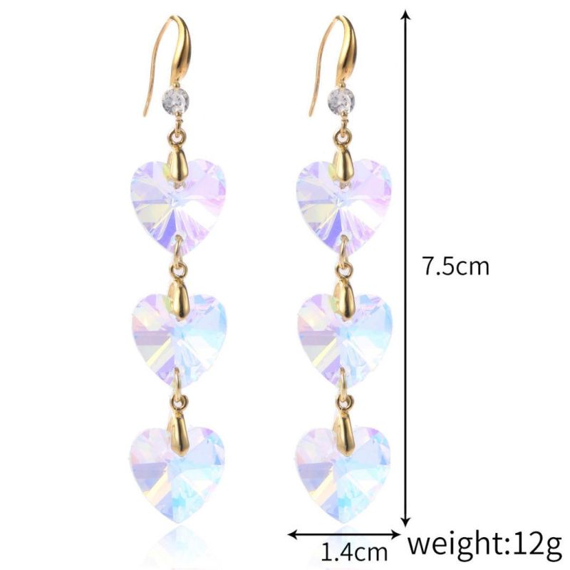 Fashion Girls Zircon Long Austrian Crystal Jewellery Tassel Earrings