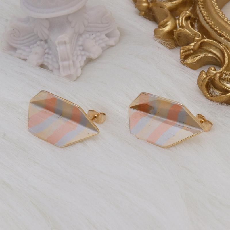 High Quality Tricolor Gold Plated Women′s Fashion Earrings