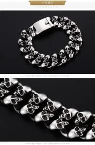 Retro Jewelry Men Double Skull Chain Stainless Steel Chain Men Bracelet