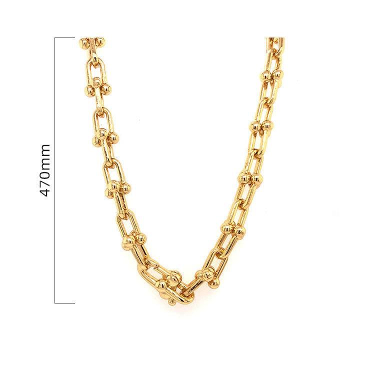 Bold Tennis Chain 18K Gold U Chain Necklace