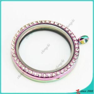 38mm Round Rainbow Glass Lockets Pendant for Neckalce