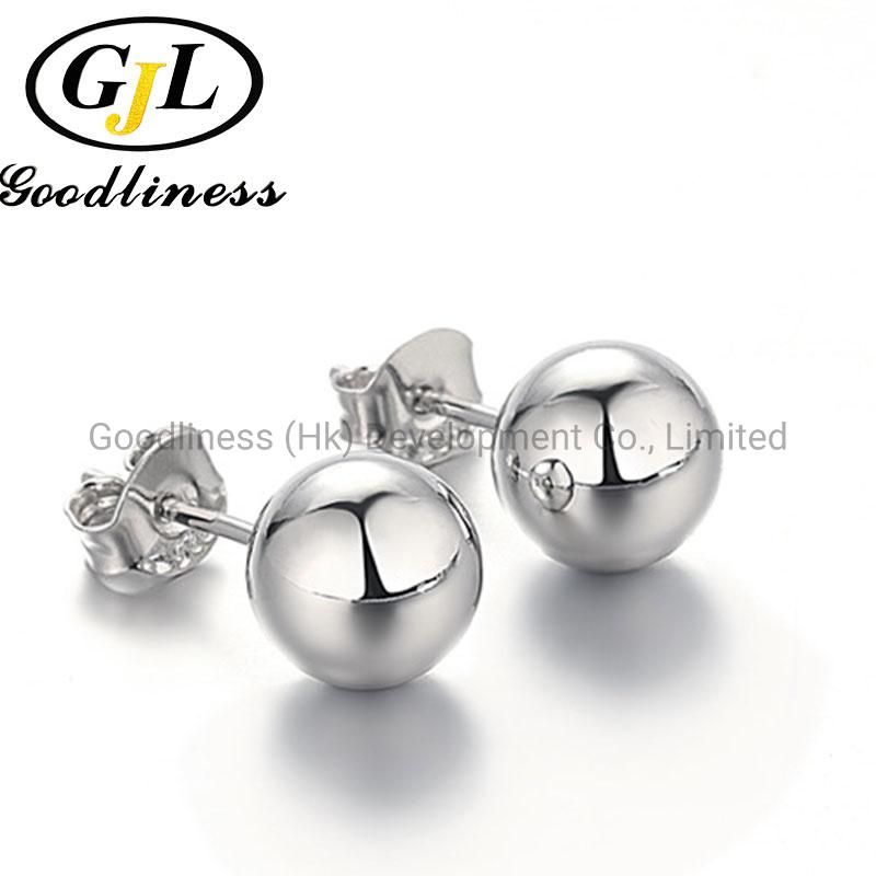 Fashion Bead Ball Shape Silver Earring Stud Jewelry