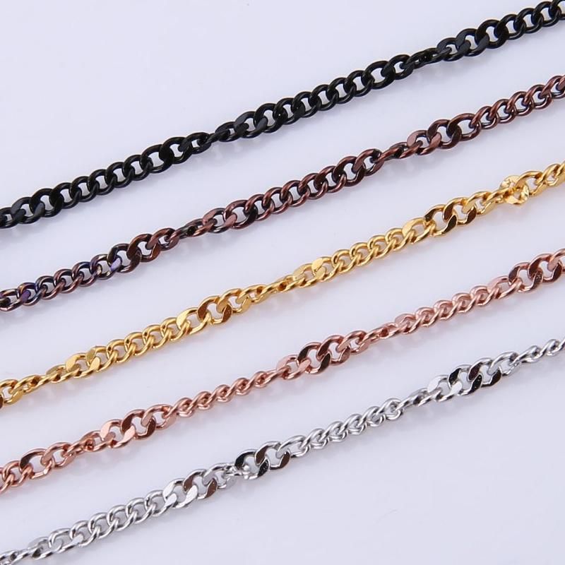 Fashion Jewelry Stainless Steel Jewelry Shiny Embossed Curb Chain