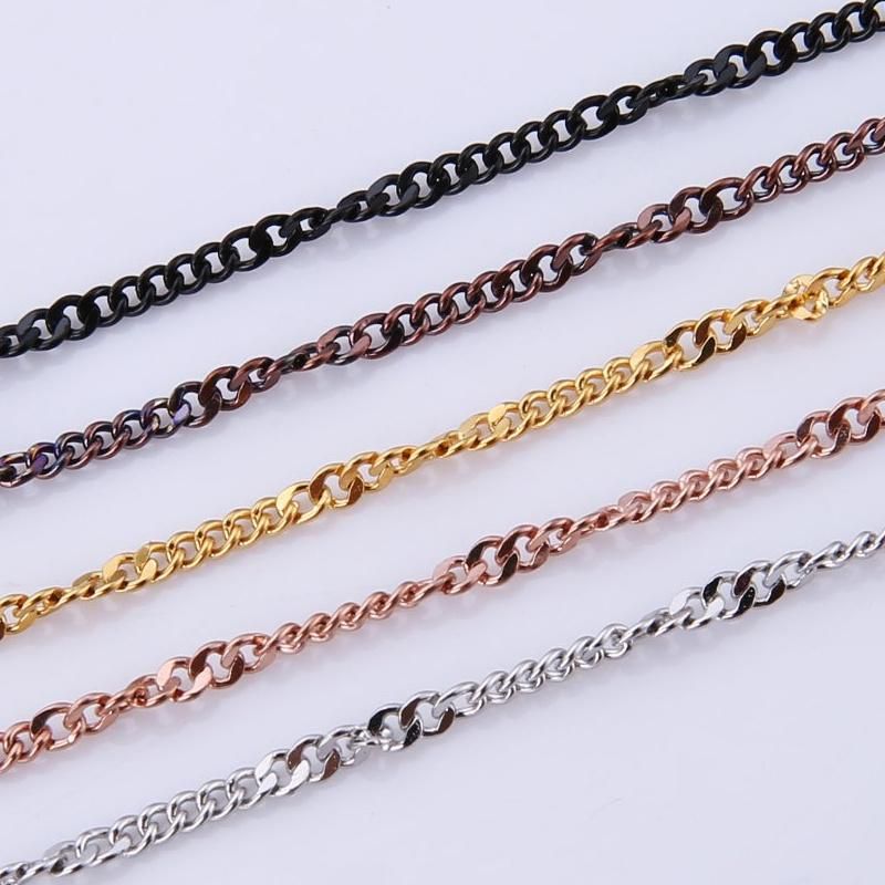 Fashion Jewelry Stainless Steel Jewelry Shiny Embossed Curb Chain