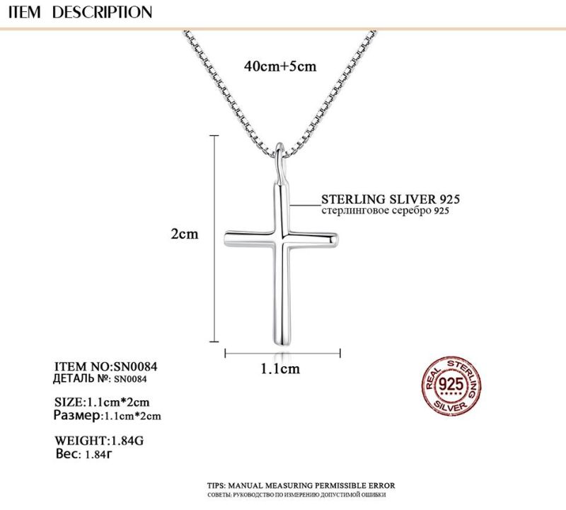 Silver Original Designed Exquisite Cross Shape Christian Necklace