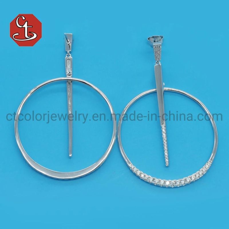 Big hoop Cubic Zerconian Green color CZ earring with DOT 925 silver or Brass Fashion Jewelry