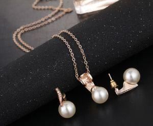 Fashion Imitation Pearl Rhinestone Gold Color Jewelry Set