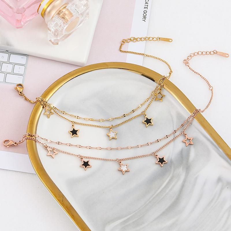 Manufacturers Customize High Quality Steel Fashion Jewelry, Never Fade Gold, Rose Gold Jewelry Bracelet, Women′s Double Chain Layered Bracelet Customization