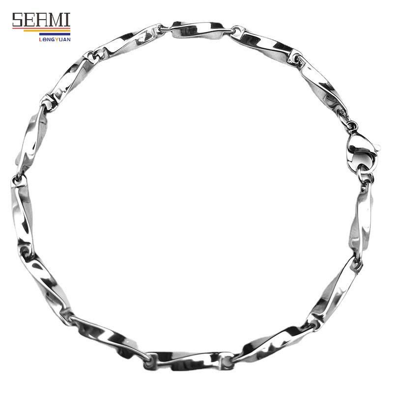 Titanium Steel Stainless Steel Twisted Stick Melon Seed Chain Bracelet