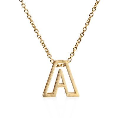 16in Chain Necklaces &amp; Pendants for Women 3D Matt Finish Stainless Steel Jewelry a-Z Alphabet Letter Choker Chain Necklace