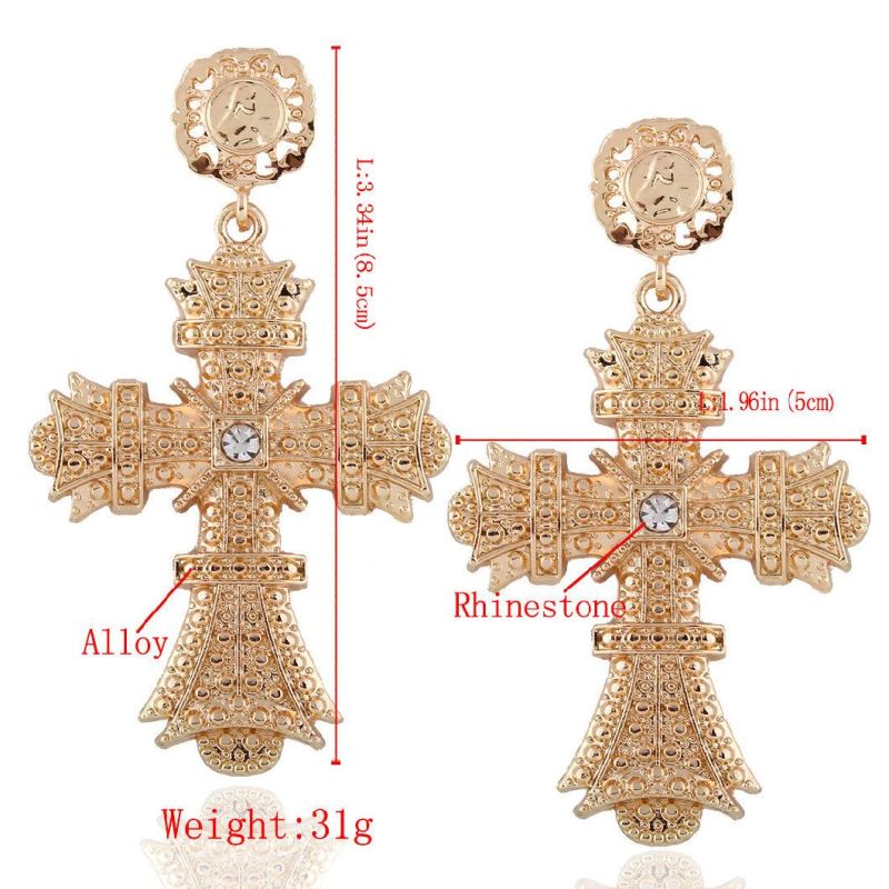 Female Individual Character Is Contracted Aureate Earring Crosses Set Diamond Earring