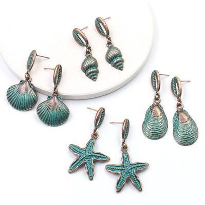 Alloy Shell Starfish Vintage Personality Simple Pendant Earrings