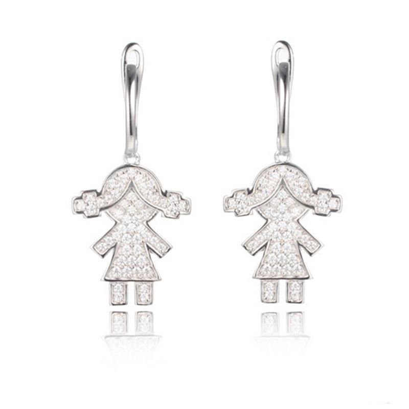 Fashion Jewelry 925 Sterling Silver CZ Simple Star and Moon Earring