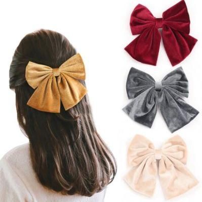 Factory Wholesale Big Bow Baby Hair Band Accessories Hair Clip Velvet Hair Pin