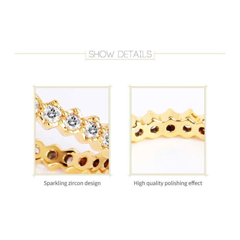 Custom Gold Silver Ring with CZ Diamond Ring Jewelry Women Diamond Statement Wedding Factory