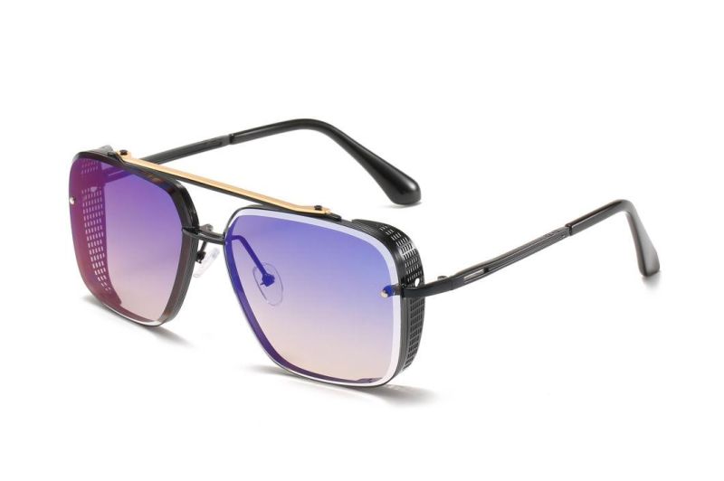 2020 No MOQ Vintage Square Metal Ocean Lens Sunglasses