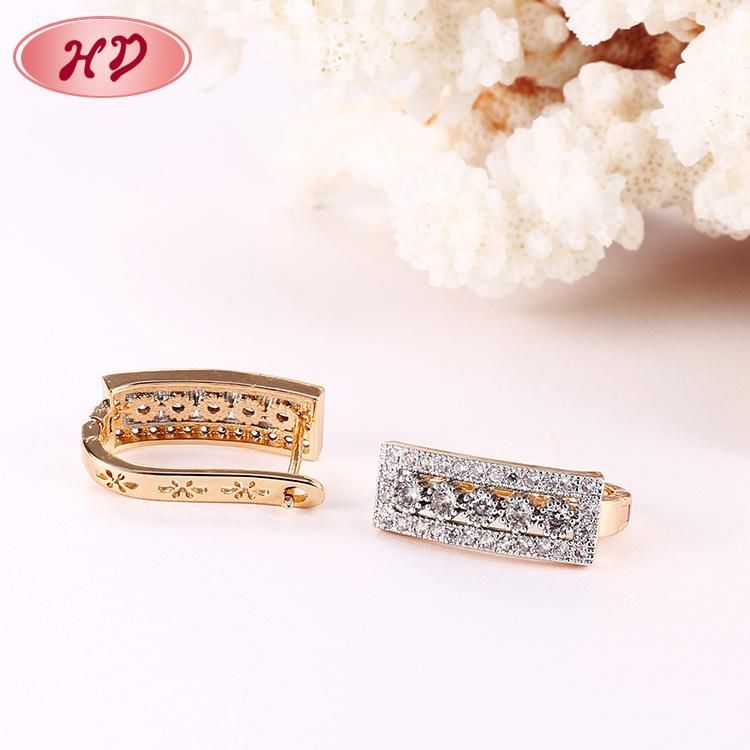 Fashion Costume Women Jewelry 14K 18K Gold Plated Imitation Huggie Hoop Earring with CZ Pearl