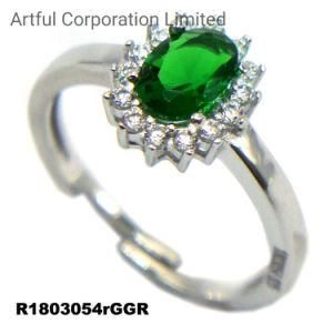 925 Silver Ring with Green Stone