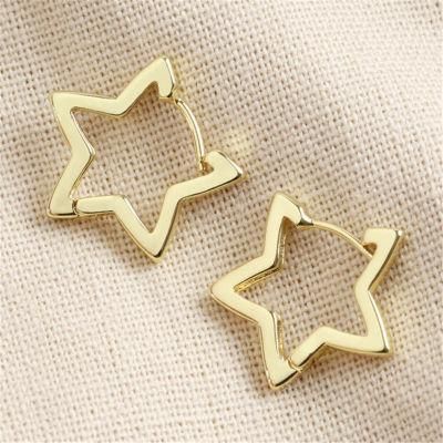 Fashion Accessories Classic Elegant Stainless Steel 18K Gold Plated Star Shape Hoop Earrings for Women Fashion Girls Party Jewelry