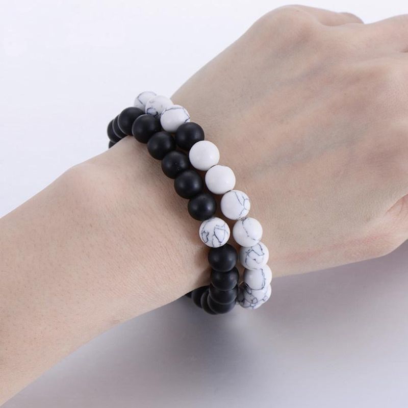 Frosted Stone White Turquoise Beads Bracelet Men Bracelets