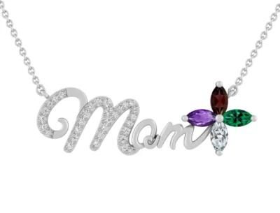 Mama Necklace Gifts for Mom Rose Gold Diamond Cut Cubic Zircon Mama Pendant Necklaces Wholesale