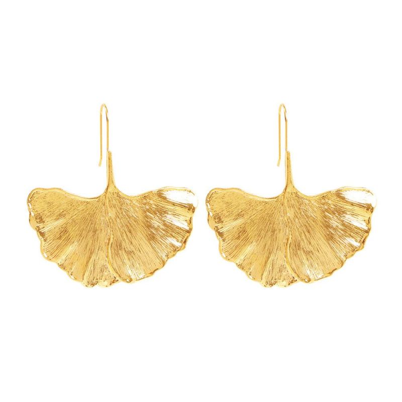 Antique Gold Plated Maple Leaf Shape Alloy Earrings