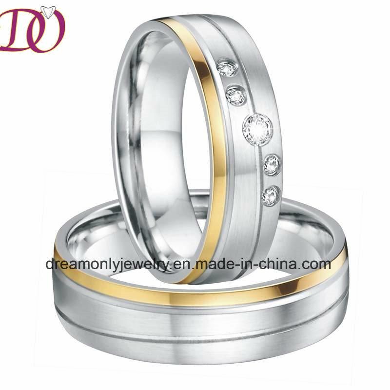 Unique Alliance Gold Color Wedding Band Couple Rings Pair Set Valentine′s Day Costume Jewellery