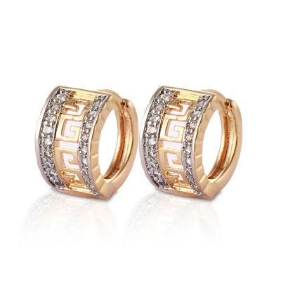 Fashion Jewelry 18K Gold Plated Silver Alloy CZ Hoop Stud Drop Huggie Earrings with Crystal for Women