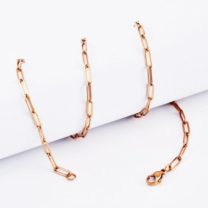 New Design Polished Stainless Steel Long Flat Cable Chain Jewellery Parts Fashion Anklet Bracelet Necklace Jewelry