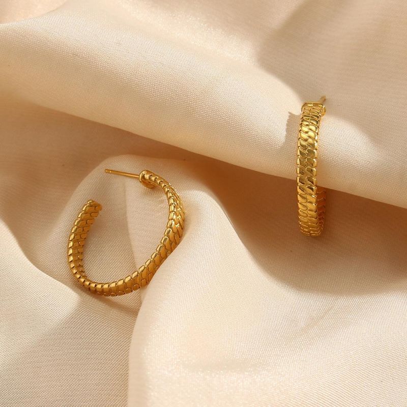 Factory Customized Fashion Jewelry Fashion Personalized Earrings Jewelry, Minority Light Luxury Stainless Steel Plated 18K Gold Snake Skin Earrings