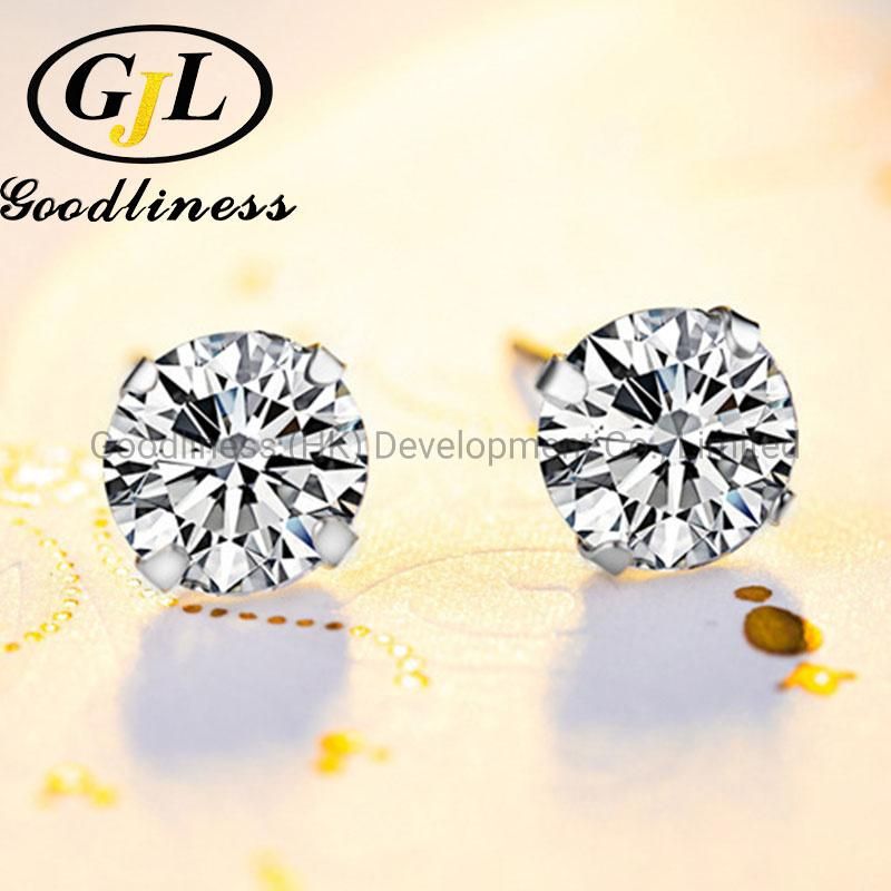 Color Zircon Fashion Four Cclaw Silver Crystal Earring Jewelry
