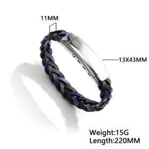 Wholesale Stainless Steel Clasp Braided Men&prime;s Leather Bracelet