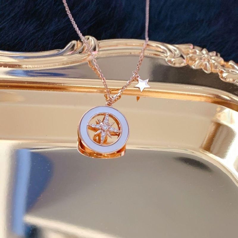 18K Gold Diamond Eight-Pointed Star Light Necklace