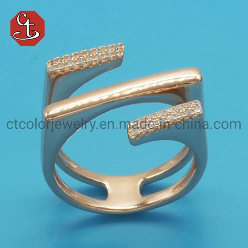 Personalized Irregular Moon MQ Shape CZ Ring Korean Version Exquisite White CZ Metal Silver or Copper Rings Punk Rings