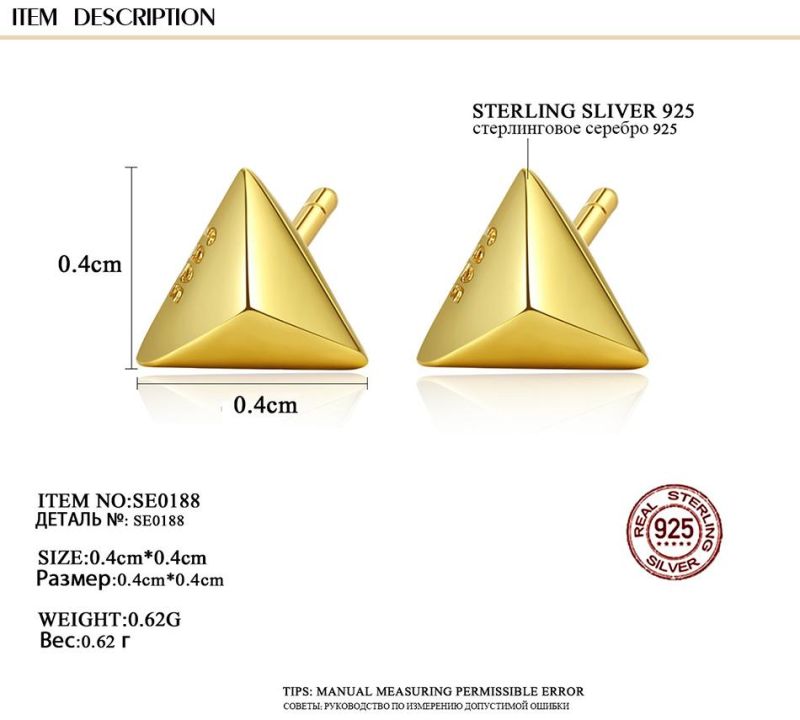 New Arrival 925 Silver Jewelry Triangular Prism Design Ear Stud