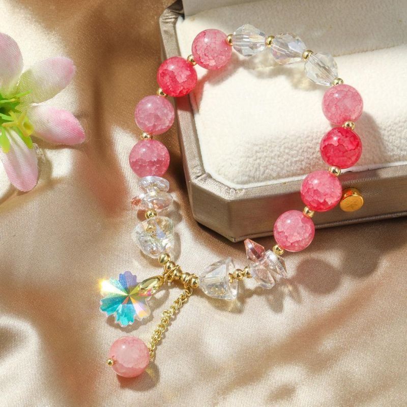 Cat Eye Stone Crystal Beads Charm Bracelet