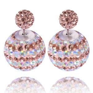 Fashion Crystal Ear Stud Jewelry Double Sided Balls Bead Earrings