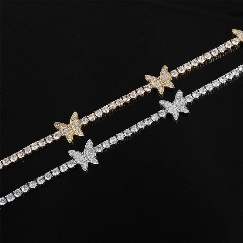 Fashion Cuban Alloy Retro Micro-Studded Butterfly Necklace