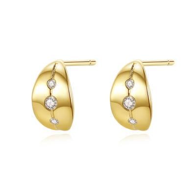 Yellow Gold Plating Ear Stud Trendy Blogger Leaf Earrings