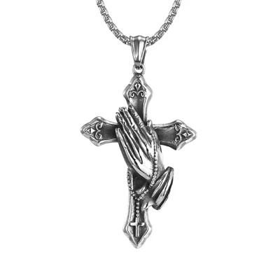 Delicate Necklace Prayer Gestures Cross Pendant Christian Jewelry for Np-F-Dz254