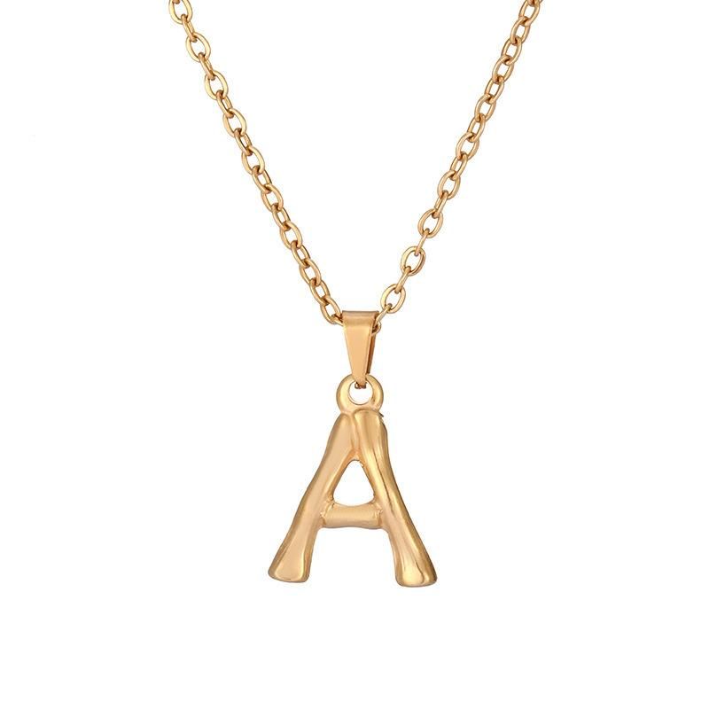 Manufacturer Custom Jewelry High Quality Non Tarnish 2022 Wholesale Fashion Women 18K Gold Plated Stainless Steel Letter Necklace Jewellery