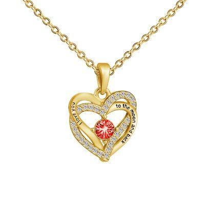 New Simple Diamond Heart-Shape Folding Pendant Lettering Necklace Female