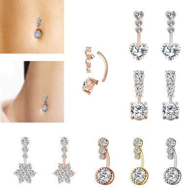 Sugical Steel Belly Rings Cubic Zirconia Hearts Belly Piercing